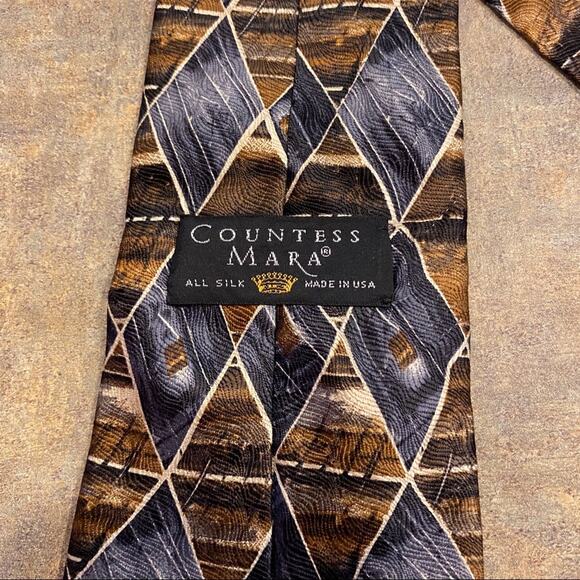 Countess Mara 100% Silk Tie Neutral Colors - Picture 3 of 3